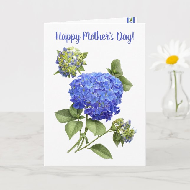Carte Blue Hydrangea Floral Art Fête des Mères (Petite plante)