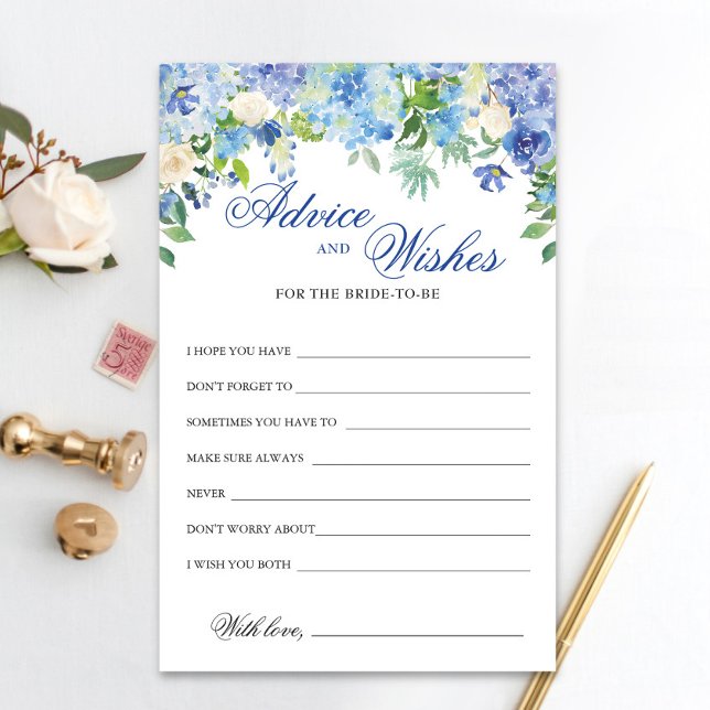 Carte Blue Hydrangea Floral Conseils et Voeux (Créateur téléchargé)