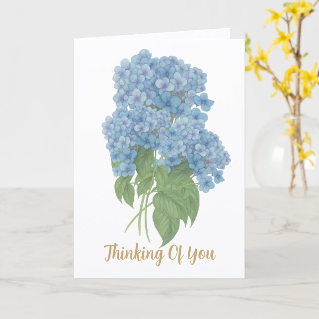 Carte Blue Hydrangea Thinking of You Card (Fleur jaune)