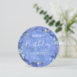 Carte Blue Hydrangeas Blooms Joyeux Anniversaire Nom per
