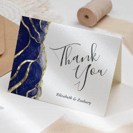 Carte Blue Ink Gold Wedding Thank You Card