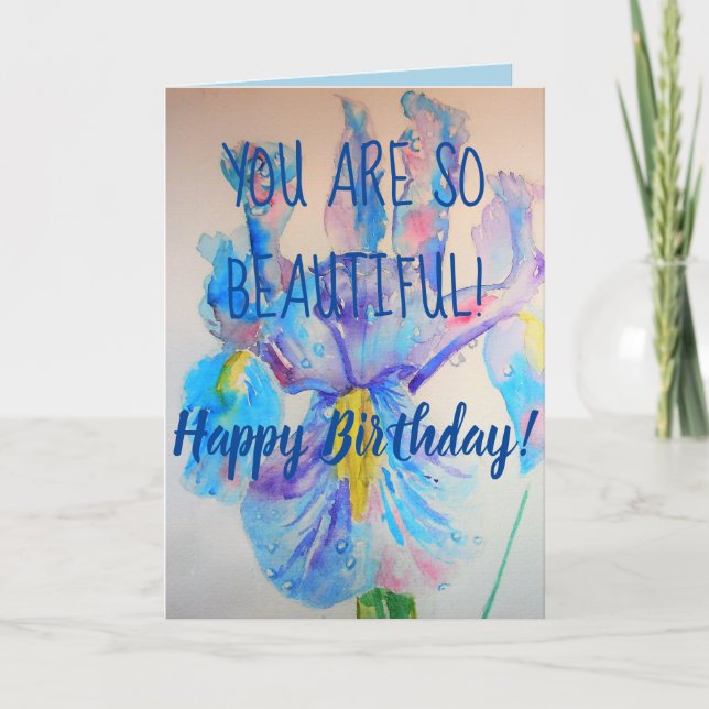 Carte Blue Iris Art floral So Beautiday Card (Devant)