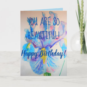 Carte Blue Iris Art floral So Beautiday Card