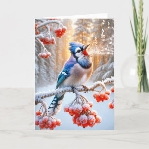 Carte Blue Jay chante une chanson