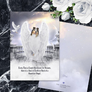 Carte Blue Merle Collie Angel - Pet Loss Sympathy Card