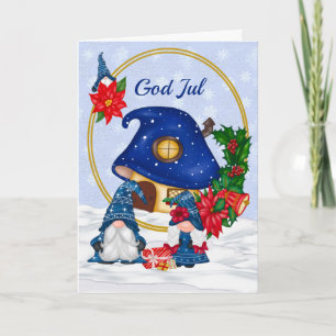 Carte Blue Mr et Mme Gnome God Jul