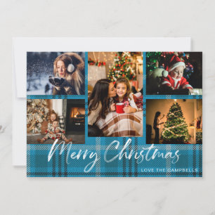 Carte Blue Plaid 5 Joyeux Noël photo