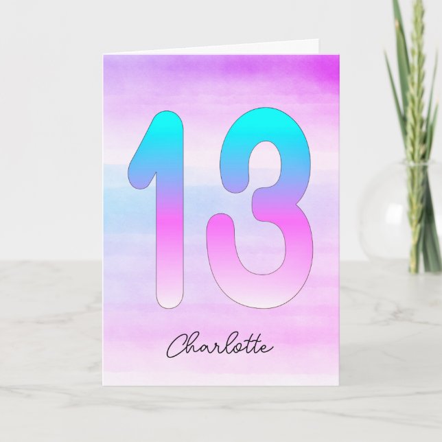 Carte Blue Purple Gradient 13e anniversaire (Devant)