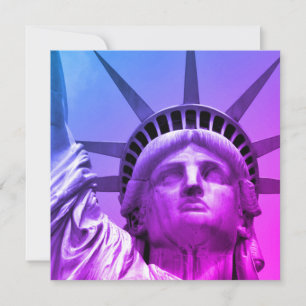 Carte Blue Purple Pop Art Statue de la Liberté New York
