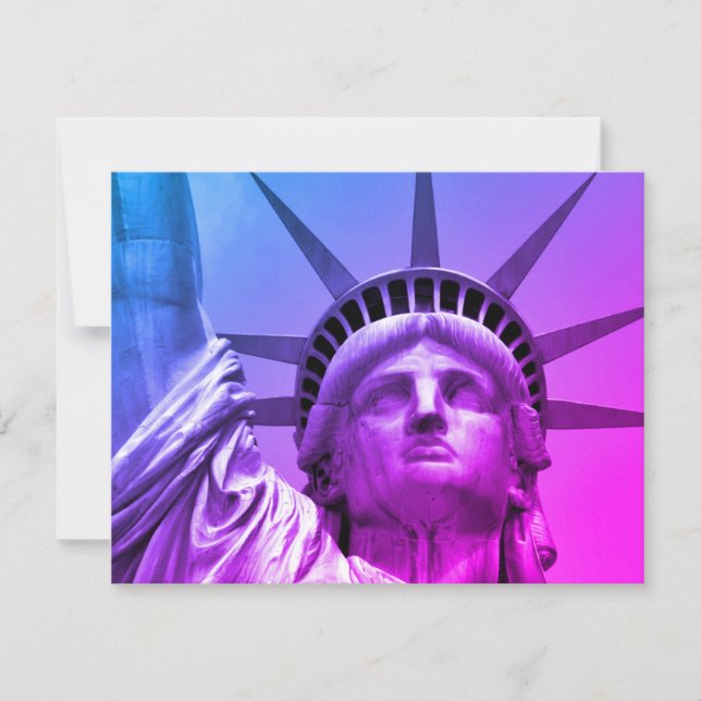Carte Blue Purple Pop Art Statue Liberty New York Card (Devant)