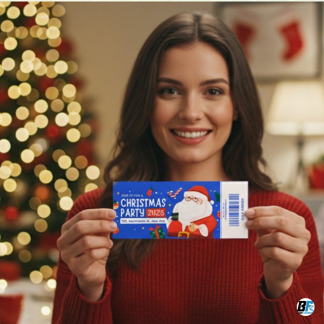 Carte Blue & Red Christmas Party Entry Pass Ticket (Christms Party Ticket)