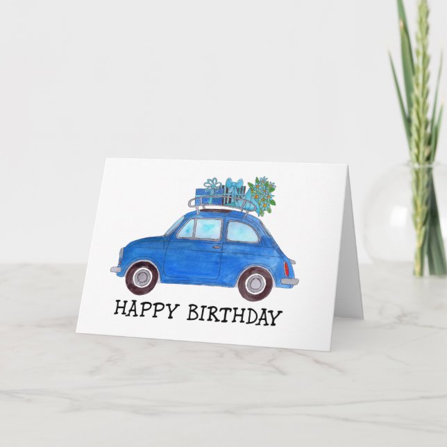 Carte Blue Retro Fiat 500 anniversaire (Devant)