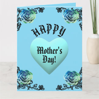 Carte Blue Rose and Heart Lace Mother's Day 