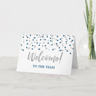 Carte Blue Silver Confetti Employé Bienvenue à l'équipe