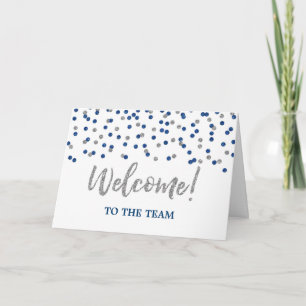 Carte Blue Silver Confetti Employé Bienvenue à l'équipe