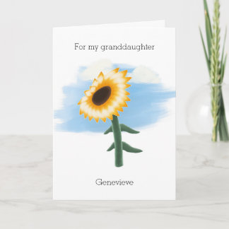 Carte Blue Sky Yellow Sunflower Grandgirl Anniversaire