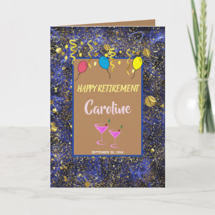Carte Blue Smoke Gold Moons & Ballons Bonne retraite