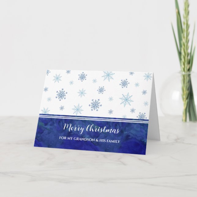 Carte Blue Snow Grandson & Family Joyeux Noël (Devant)