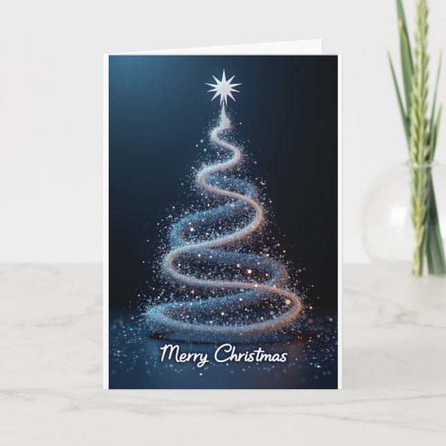 Carte Blue Spiral Tree – Christmas Card (Devant)
