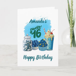 Carte Blue Sweet Sixteen Birthday Card