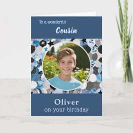 Carte Blue Trendy Modern Cousin Birthday Custom Photo