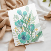 Blue Watercolor Blooms Business Joyeux Anniversair