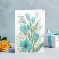 Blue Watercolor Blooms Business Joyeux Anniversair