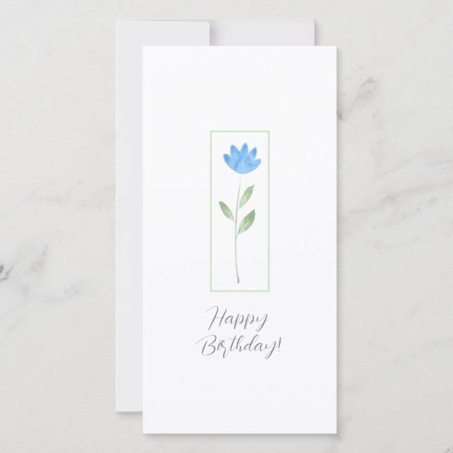 Carte Blue Watercolor Flower (Devant)