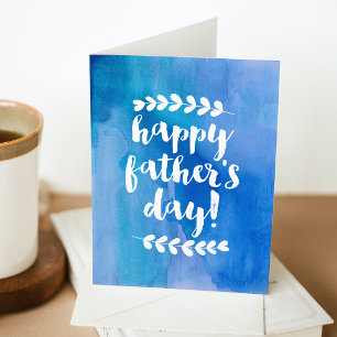 Carte Blue Watercolor Happy Father's Day