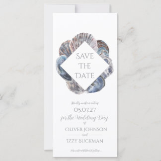 Carte Blue Watercolour Sea Shell Save the Date Flat Card
