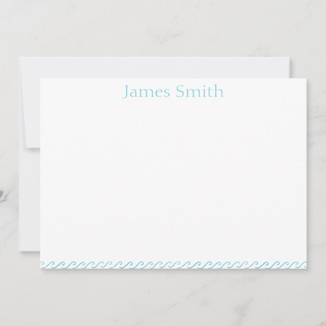 Carte Blue Waves Watercolor Motif Stationsimple (Devant)