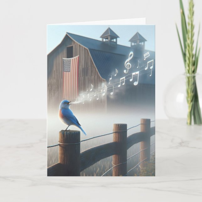 Carte Bluebird D'Anniversaire Chantant Dans Morning Mist (Devant)