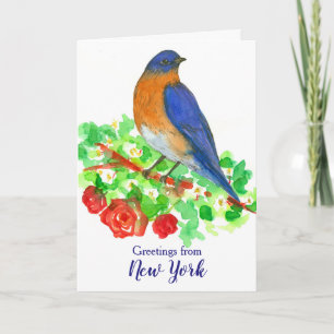 Carte Bluebird Red Roses Bonjour de New York