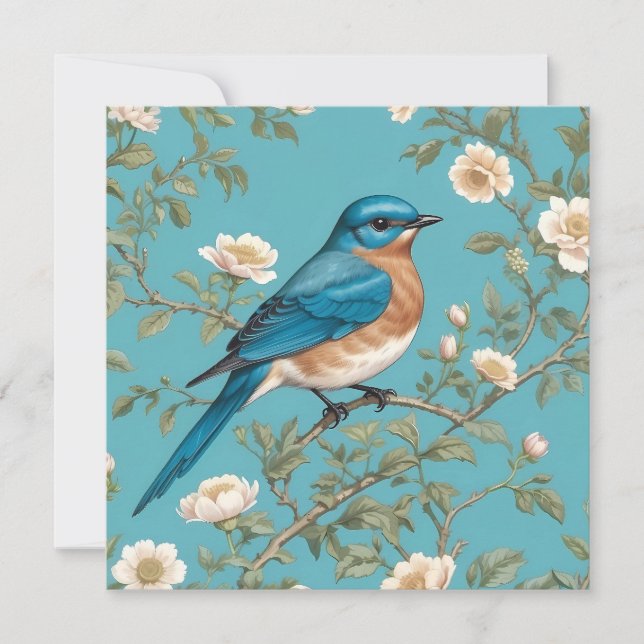 Carte Bluebird William Morris Inspiré Turquois (Devant)