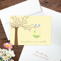 Bluebirds Cherry Tree Newborn Félicitations