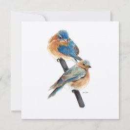 Carte Bluebirds Couple Aquarelle Art