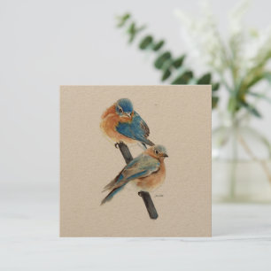 Carte Bluebirds Couple Aquarelle Art
