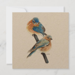 Carte Bluebirds Couple Aquarelle Art