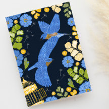 Bluebirds et Blue Primroses Voeux blancs