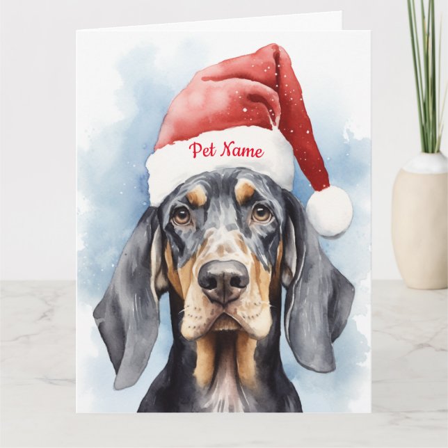 Carte Bluetick Coonhound Noël personnalisé (Devant)
