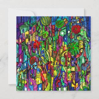 Carte Blumen-Baum im Häusermeer.