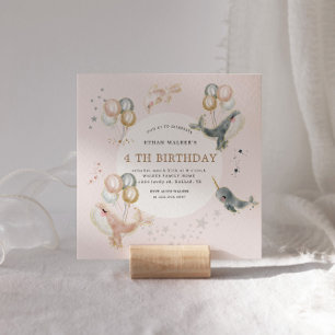 Carte Blush Magic Whales Balloons Anniversaire Invitatio