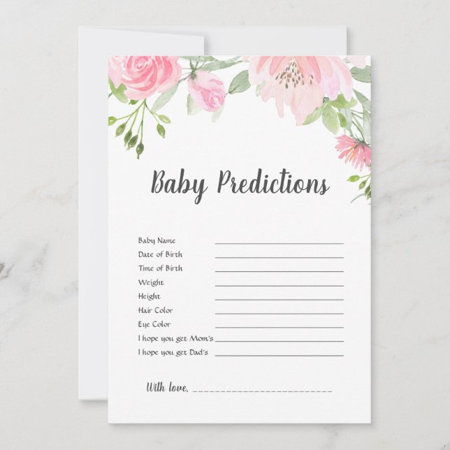 Carte Blush Peonies Baby Predictions Jeu (Devant)