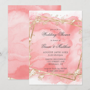 Carte Blush Pink Gold Fairytale Wedding showers Invitati