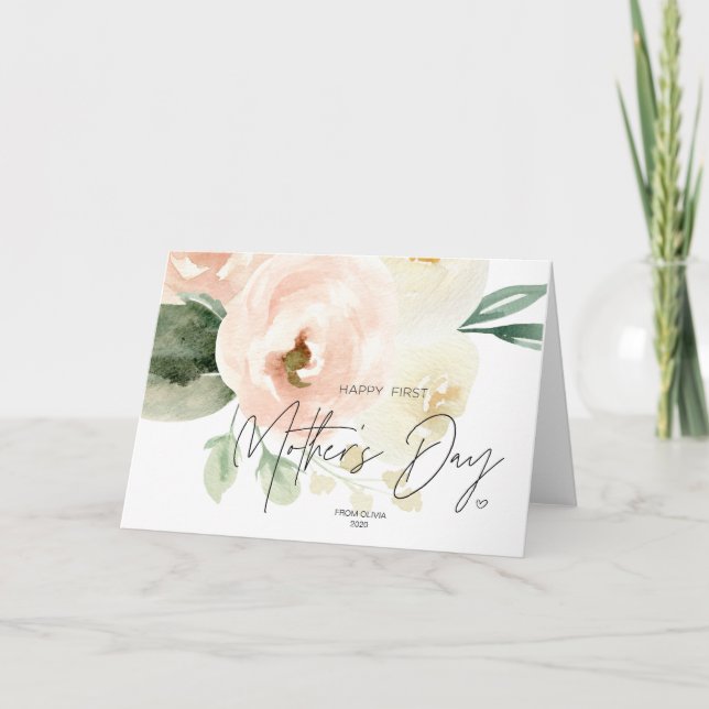 Carte Blush Pink Happy First Mother's Day Keepsaké (Devant)