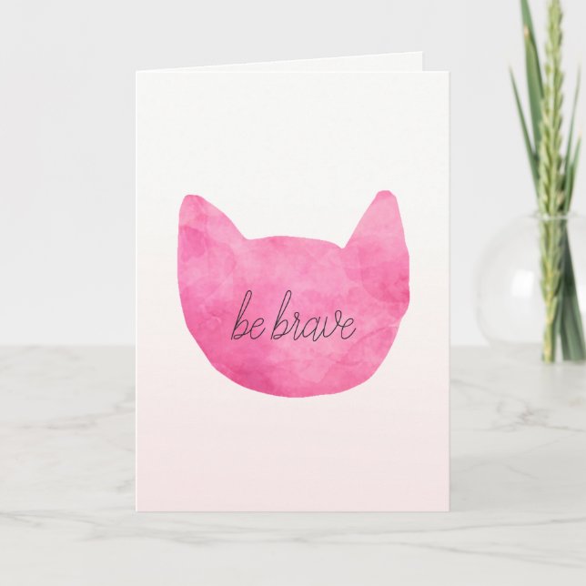 Carte Blush Pink Ombre Chat Be Brave Inspiration (Devant)