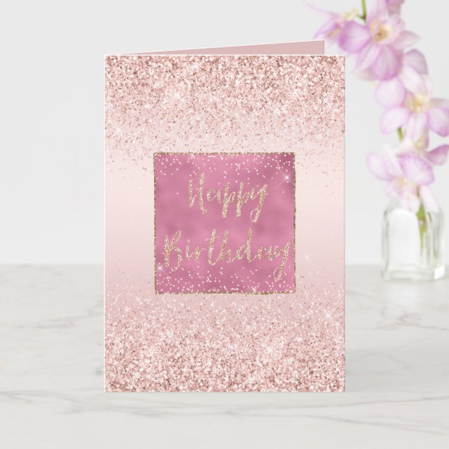 Carte Blush Pink Ombre Glitzy Parties scintillant Étince (Orchidée)