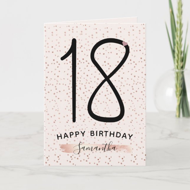 Carte Blush Pink & Rose Gold 18e anniversaire (Devant)