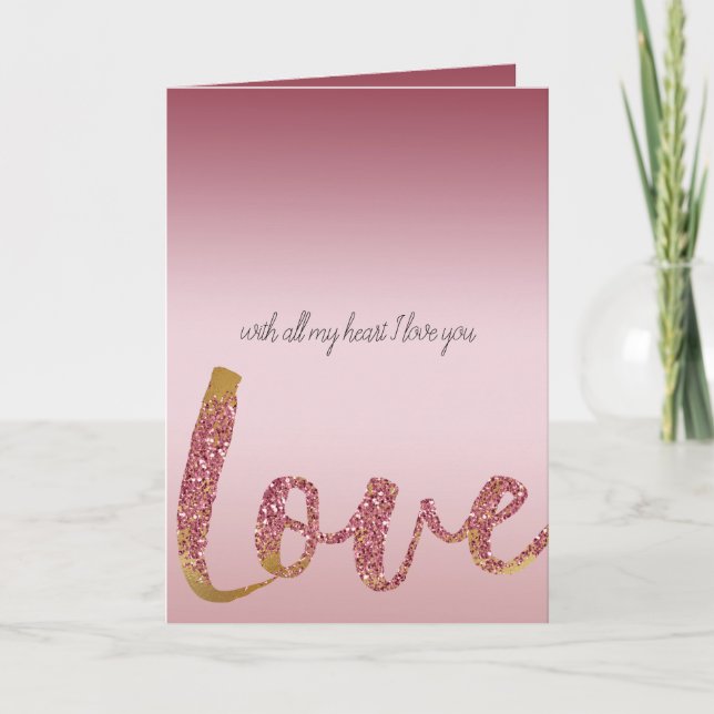 Carte Blush rose Ombre Parties scintillant Or rouge amou (Devant)