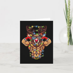 Carte Bodybuilding de Père Noël Reindeer Christmas Gym W